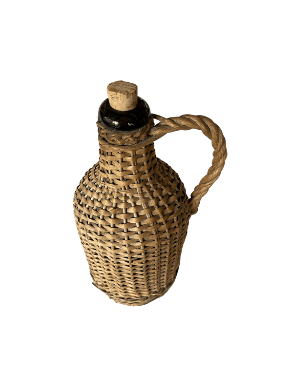 Bouteille verre noir tressée