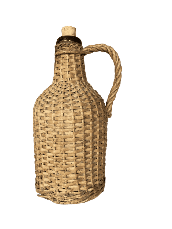 Bouteille verre noir tressée