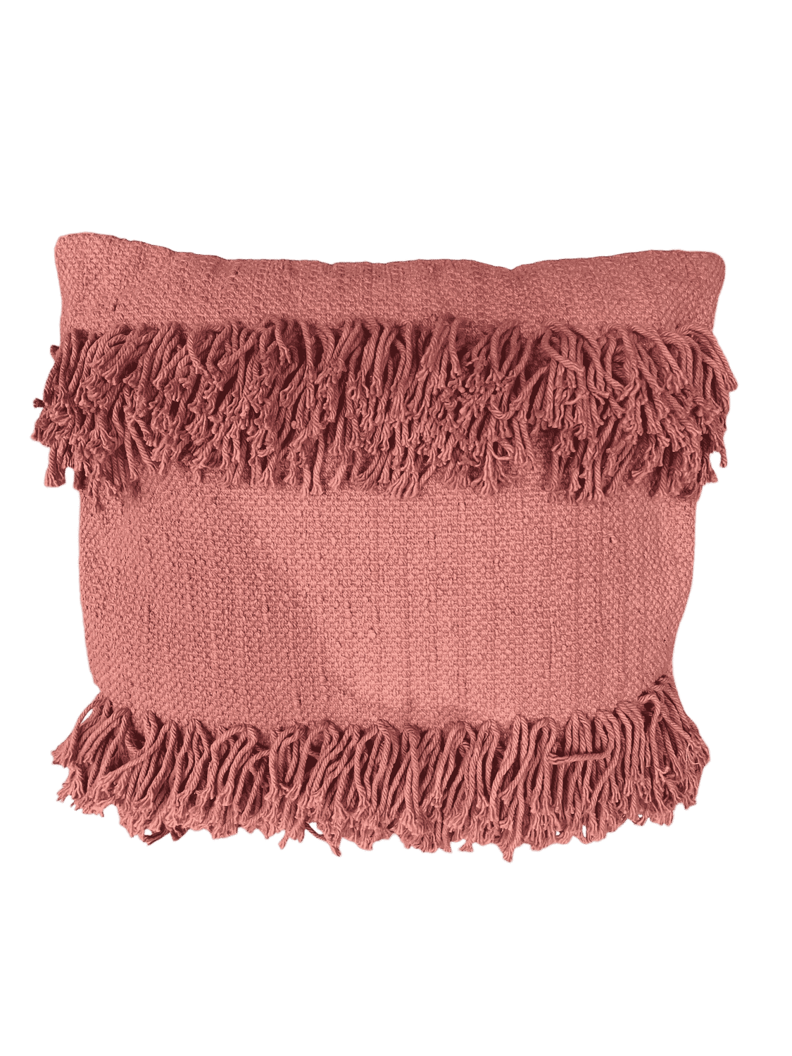 Coussin terracotta franges