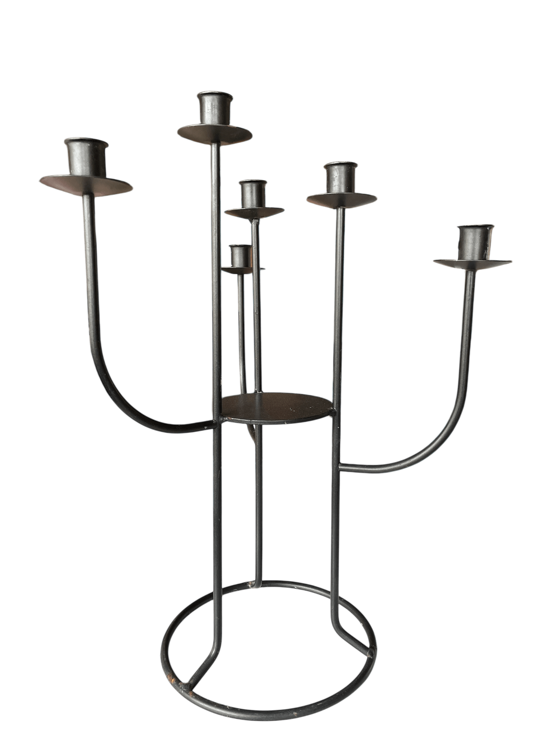 Chandelier métal noir grand 6 bougies