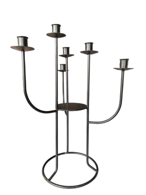 Chandelier métal noir grand 6 bougies