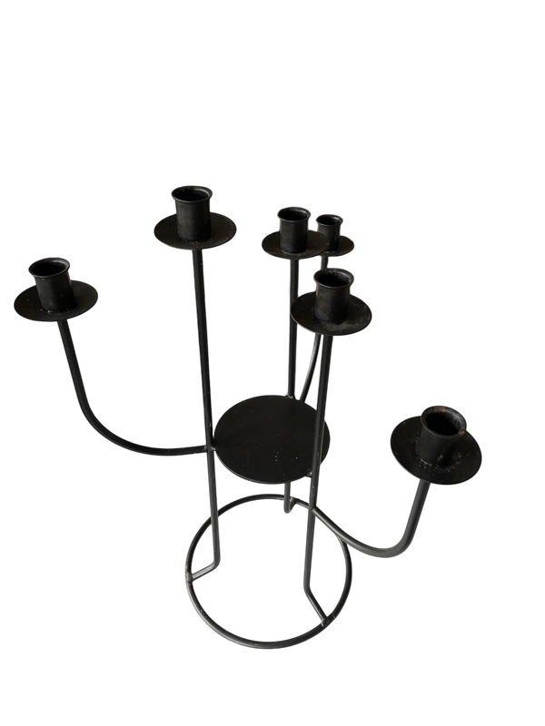 Chandelier métal noir grand 6 bougies