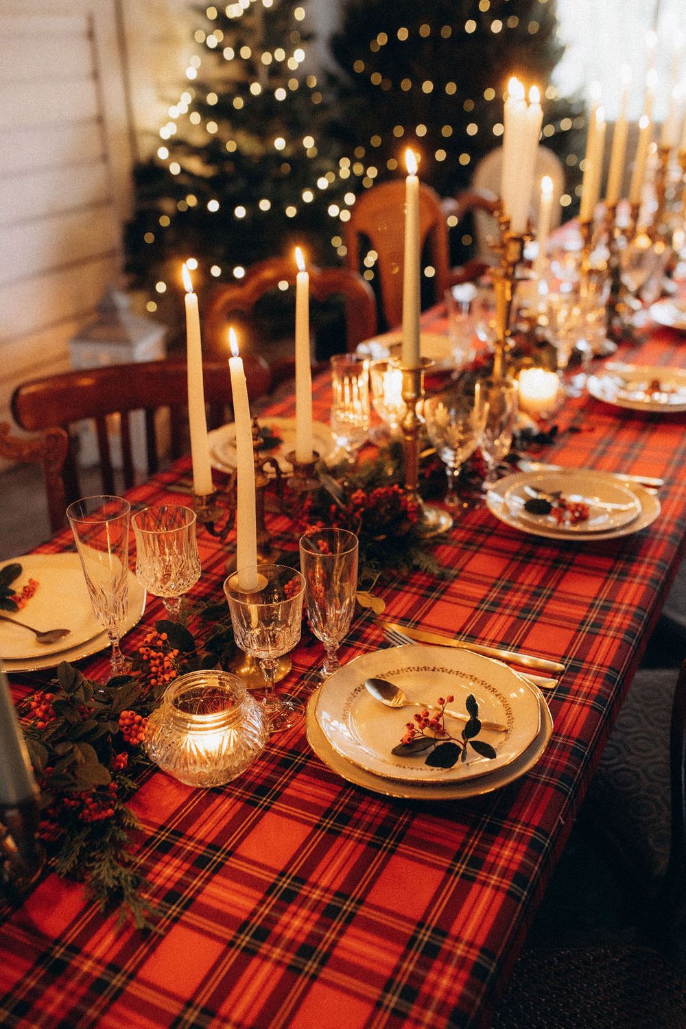 Formule dîner de fêtes tartan rouge