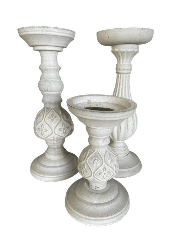 Chandelier bois simple blanc strie moyen