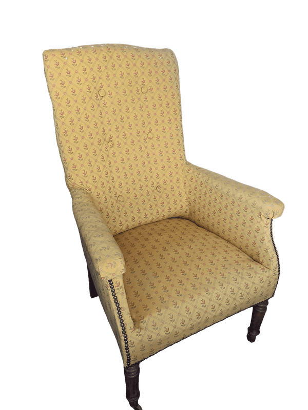 Fauteuil anglais tissu jaune
