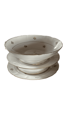 Plat sur pied bas porcelaine blanc doré
