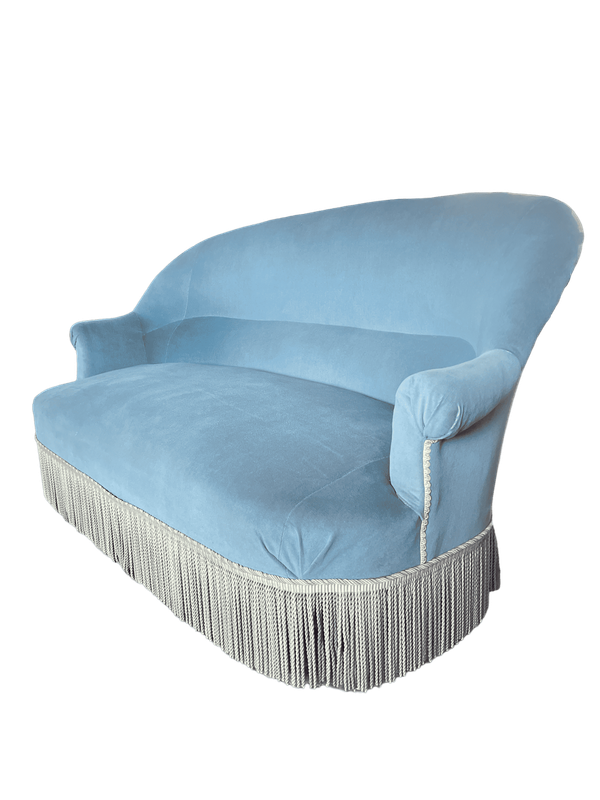 Banquette crapaud velours bleu