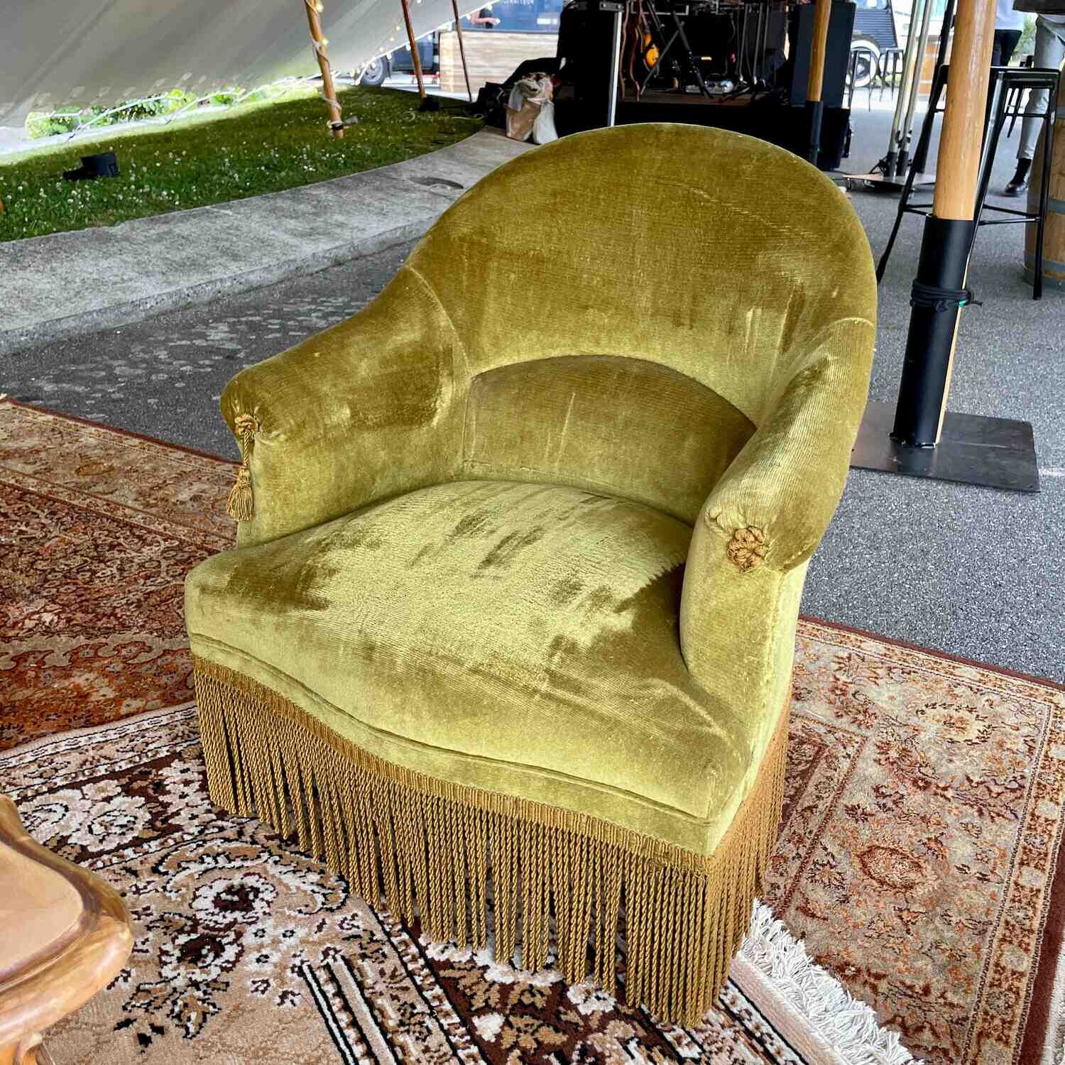 Fauteuil crapaud velours vert