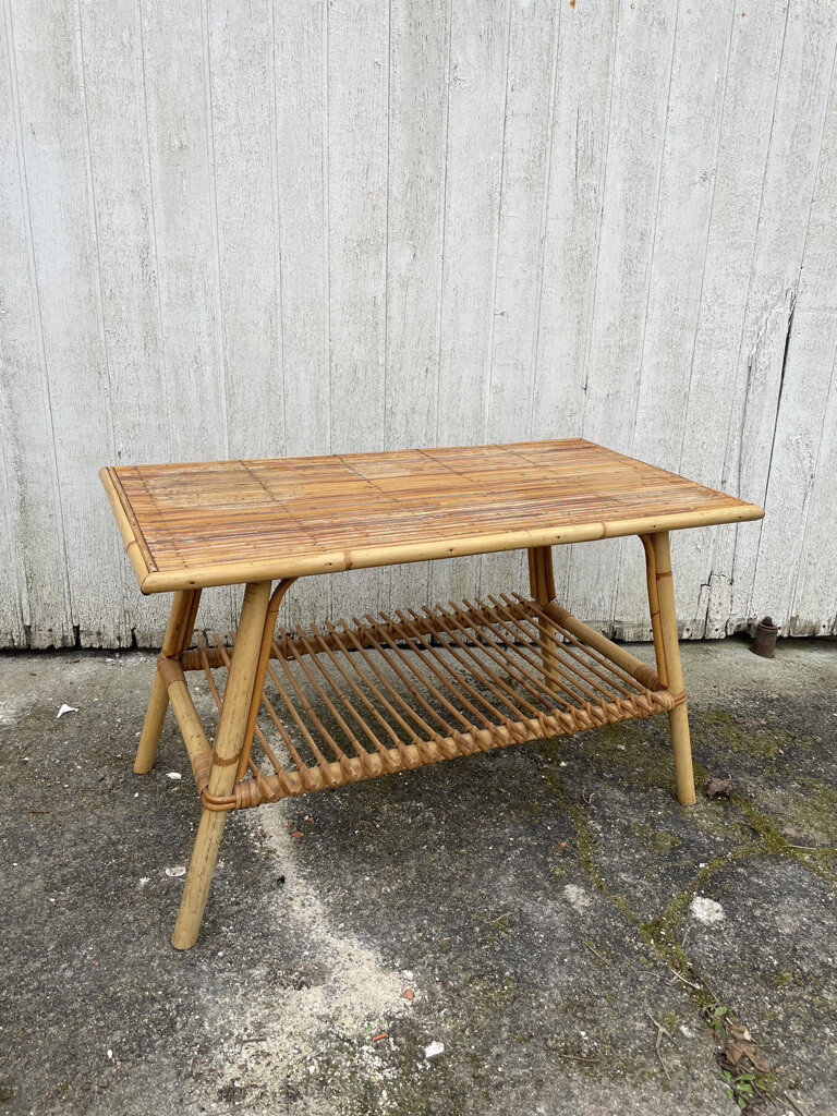 Table basse rotin bambou