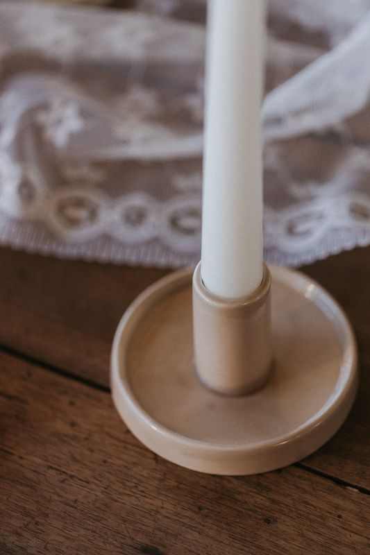 Bougeoir céramique beige bas