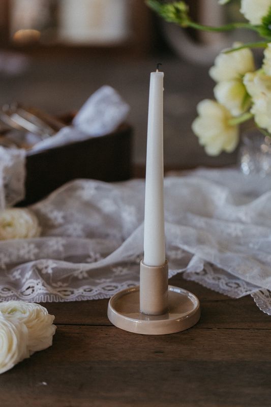 Bougeoir céramique beige bas