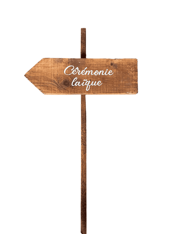 Panneau cérémonie laïque à planter flèche à gauche