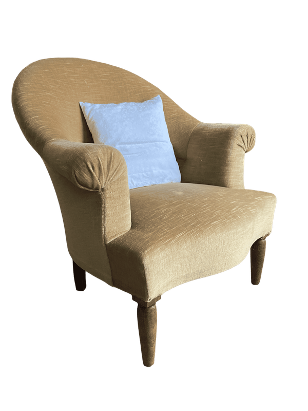 Fauteuil crapaud velours beige