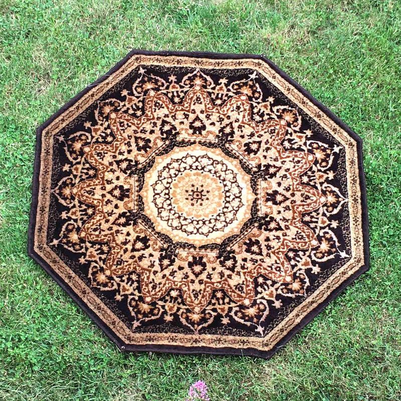 Tapis octogonal petit marron