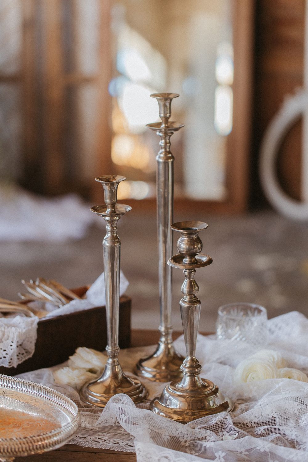 Chandelier argenté simple grand 35