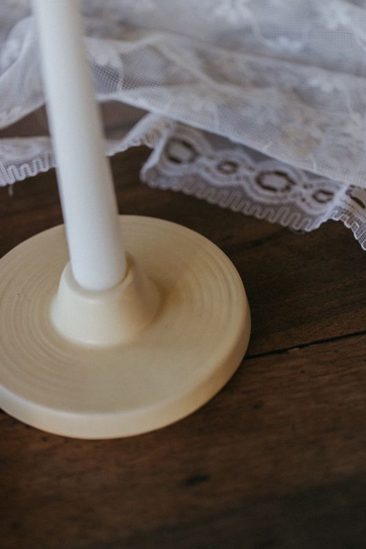 Bougeoir céramique blanc cassé bas