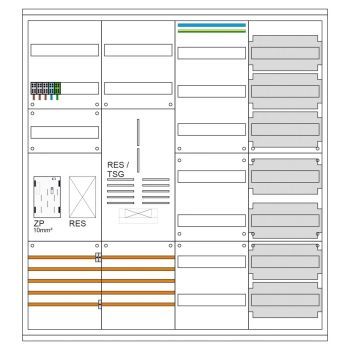 Zählerschrank für 1 eHZ Zähler + 1 Leer + TSG + Verteiler + TK