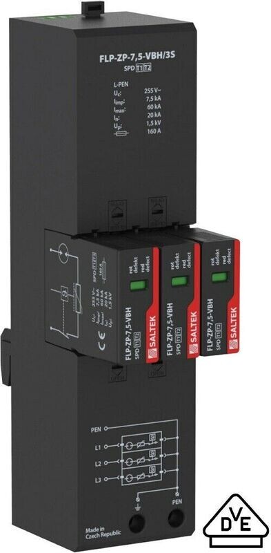 Kombi- Ableiter Blitzschutz FLP-ZP-7,5-VBH7/S SALTEK ohne Spannungsabgriff