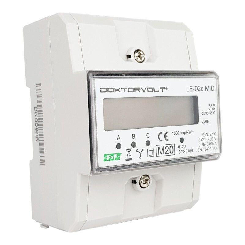 3-phasen Drehstromzähler zur Hutschienen Montage 5(80)A. MID geeicht 2026