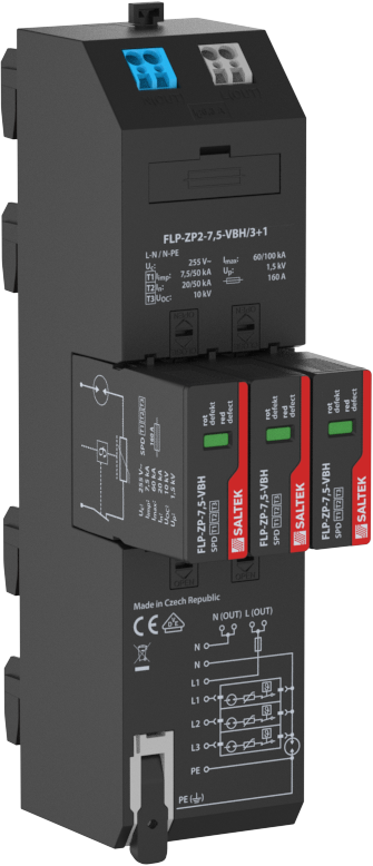 Kombi- Ableiter Blitzschutz FLP-ZP2-7,5-VBH/3+1 mit Spannungsabgriff