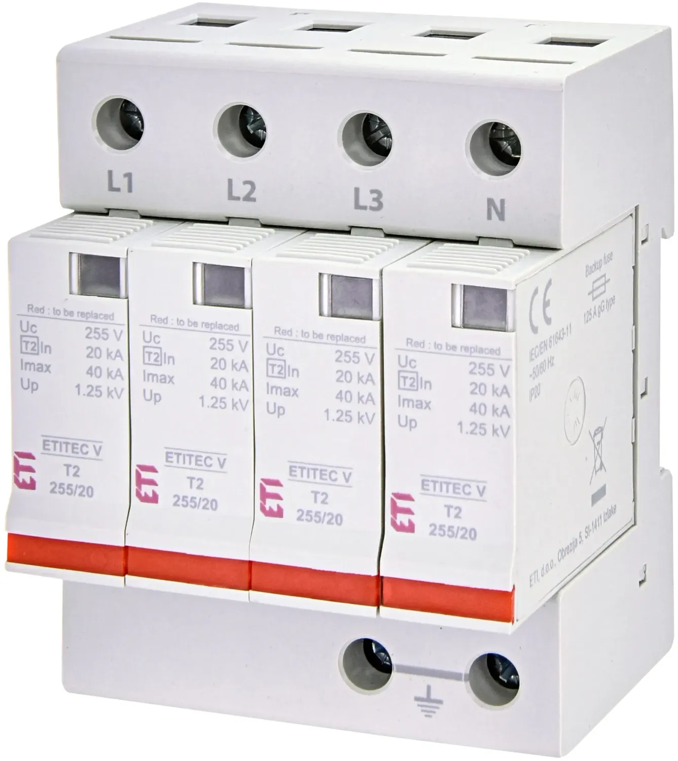 Überspannungsableiter ETI T2 255/20 4+0 für Zählerschrank, Wärmepumpe, Smart-Home-Systeme