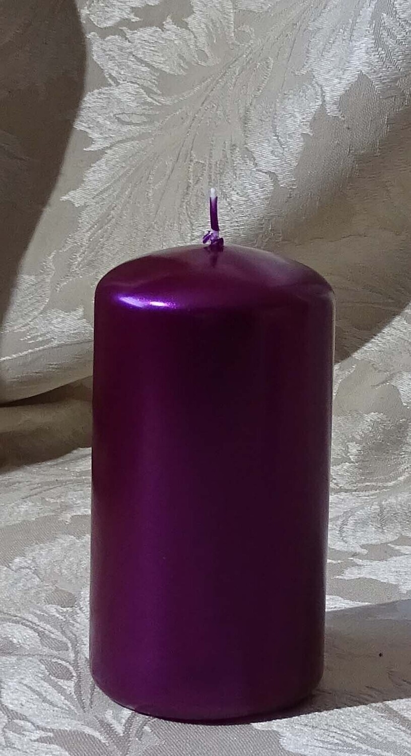 Dark Purple / Violet Metallic Gloss Pillar Candle 70x130mm