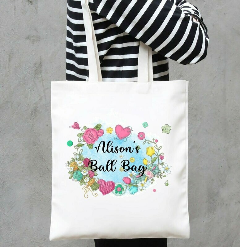Large Personalised Knitting/Crochet Wool/Yarn Bag - Add Your Name Ball Bag - Perfect Birthday/Gift For Mum/ Grandma/Nana/Gran Knitting Gift