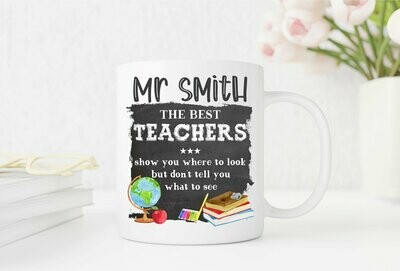 Thank You Teacher Gift, Personalised Mug, 4 Designs, Teacher Name, End Of Term Thank You Gift