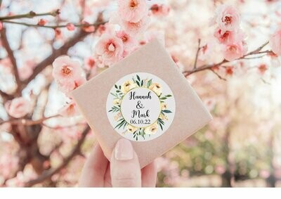 Beige/ Ivory/ Cream Neutral Tone Wedding Stickers - Floral Wreath Sticker for Wedding Favours, Invitations, Sweet Bags and more!