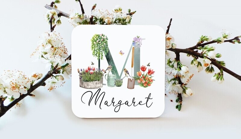 Personalised Coaster, Gardening Initial, Gift for Friend, Gift for Her, Gift For Him, Drinks Coaster, Gift For Gardener