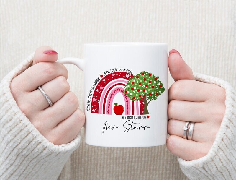 Personalised Teacher Mug - Rainbow Lockdown Design -End Of Term/Year Gifts  - Teacher, Teaching Assistant, Nursery Teachers, School Staff