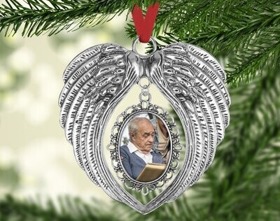 In Memory / Memorial, Angel Wings, Christmas Tree Decoration Ornament, Photo Charm, Bereavement Gift, Hanging Charm
