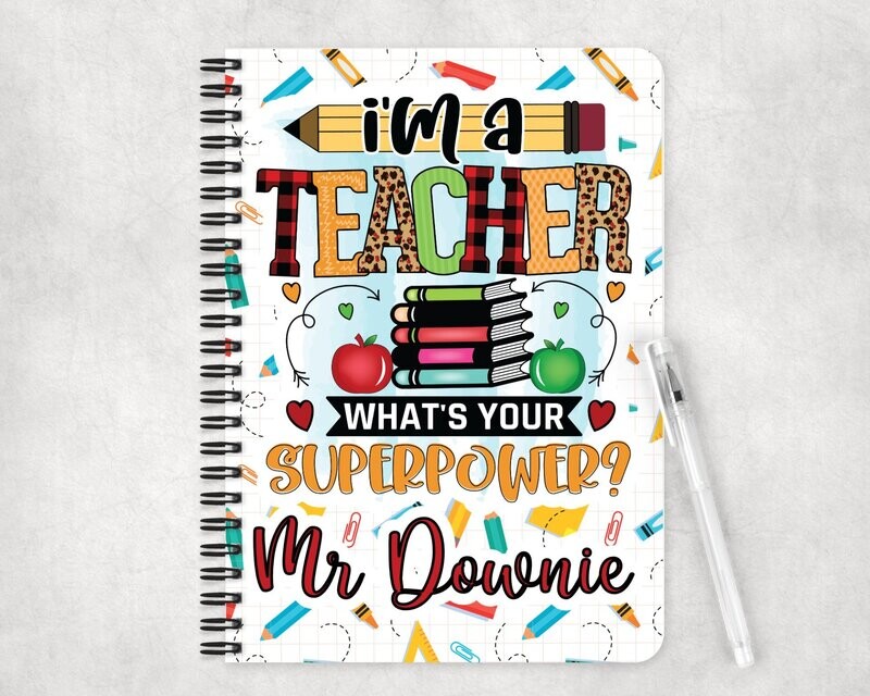 Personalised Teacher Notebook, A5 Note Book, Gift For Teacher, Teaching Assistant, Nursery, Leaving Gift, End Of Term Gifts, Teacher Present