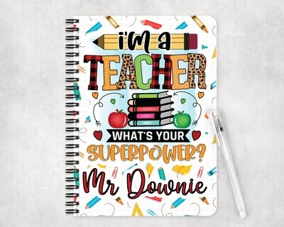 Personalised Teacher Notebook, A5 Note Book, Gift For Teacher, Teaching Assistant, Nursery, Leaving Gift, End Of Term Gifts, Teacher Present