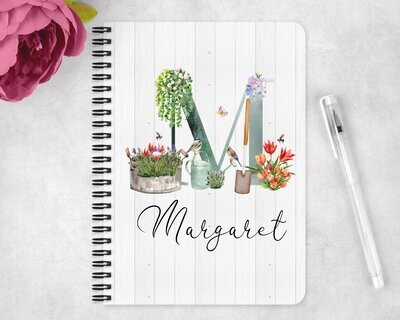 Personalised Notebook, Gardening Design, Gift For Gardener, Personalised Journal, Gift For Him, Gift For Her, Mothers Day, Birthday Gift