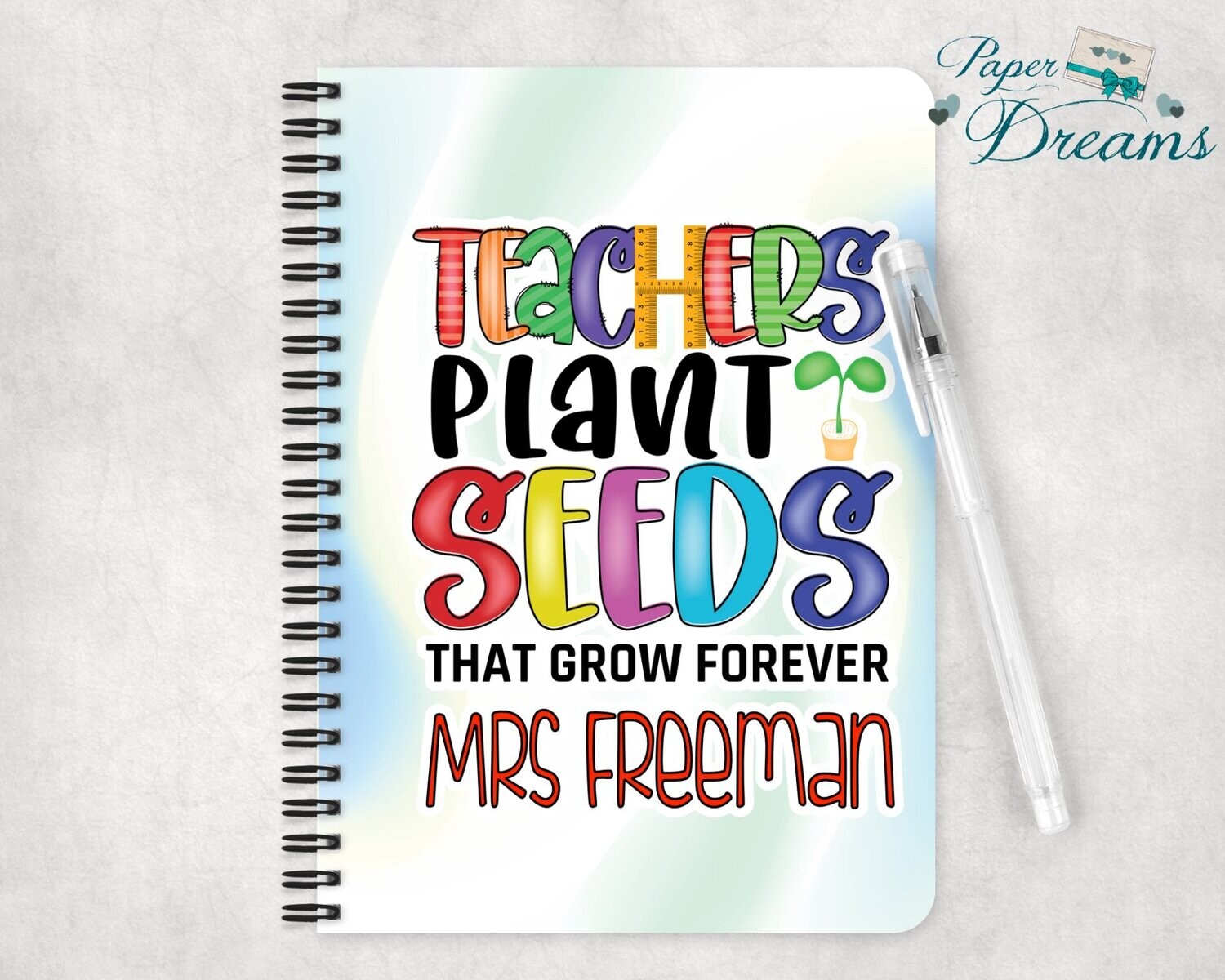 Personalised Teacher Notebook, A5 Note Book, Gift For Teacher, Teaching Assistant, Nursery, Leaving Gift, End Of Term Gifts, Teacher Present
Teachers Plant The Seeds