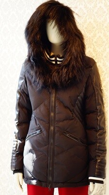 Black and Black Leather real Fur Oxygen winter jacket Black and Black Leather real Fur Oxygen winter jacket