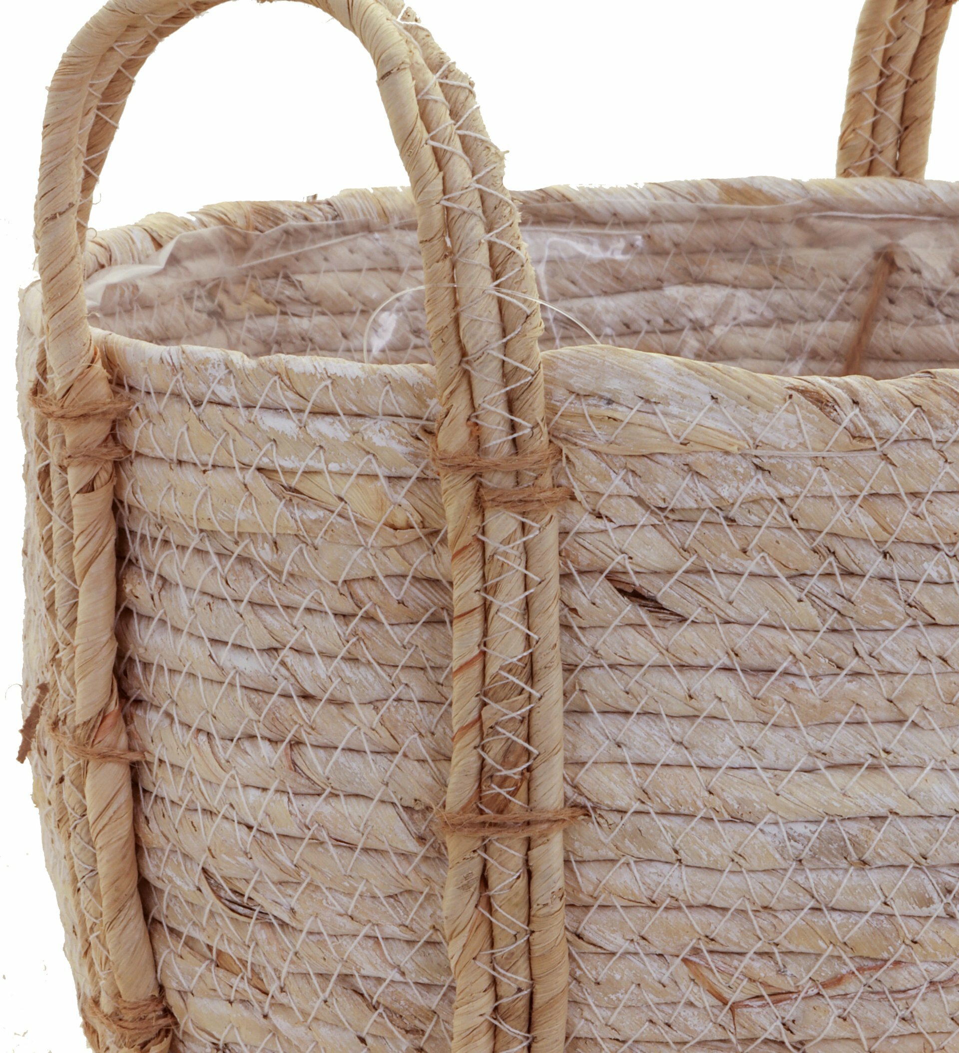 Pflanz- und Aufbewahrungskorb aus Seegras bicolor naturfarben boho