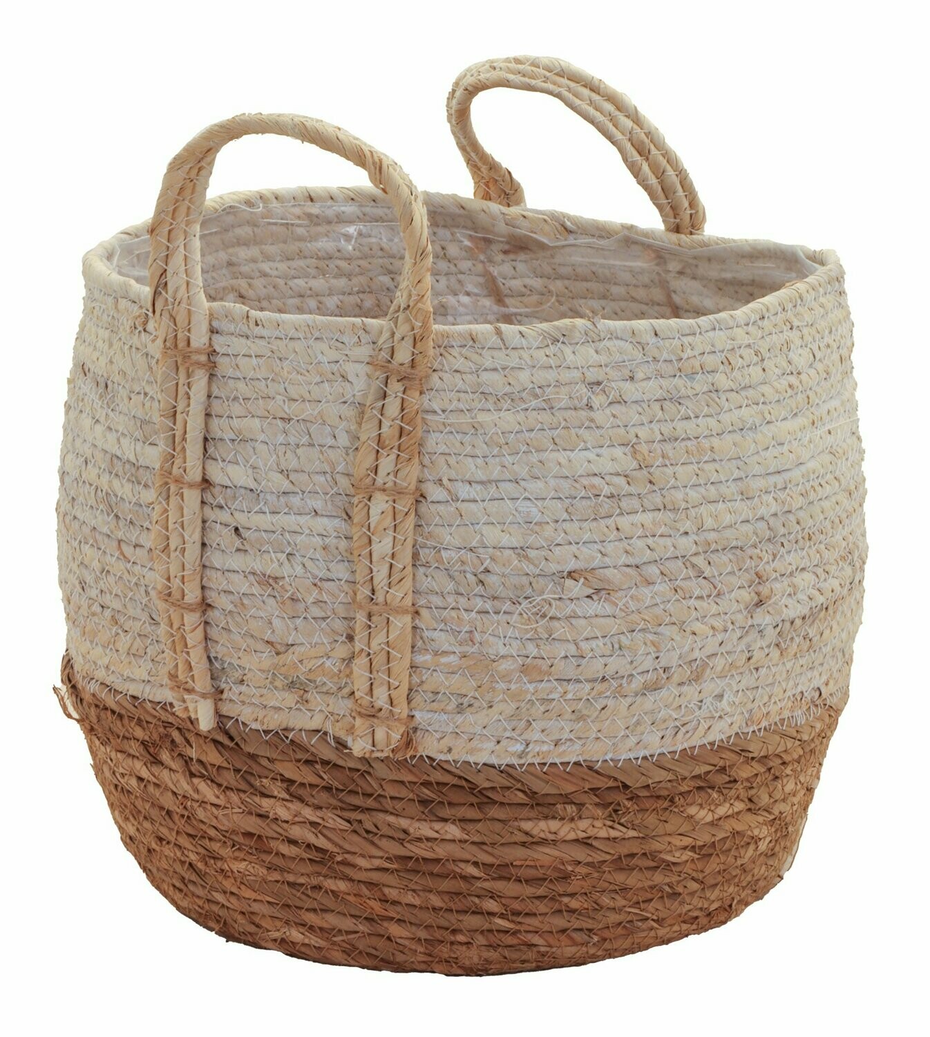 Pflanz- und Aufbewahrungskorb aus Seegras bicolor naturfarben boho