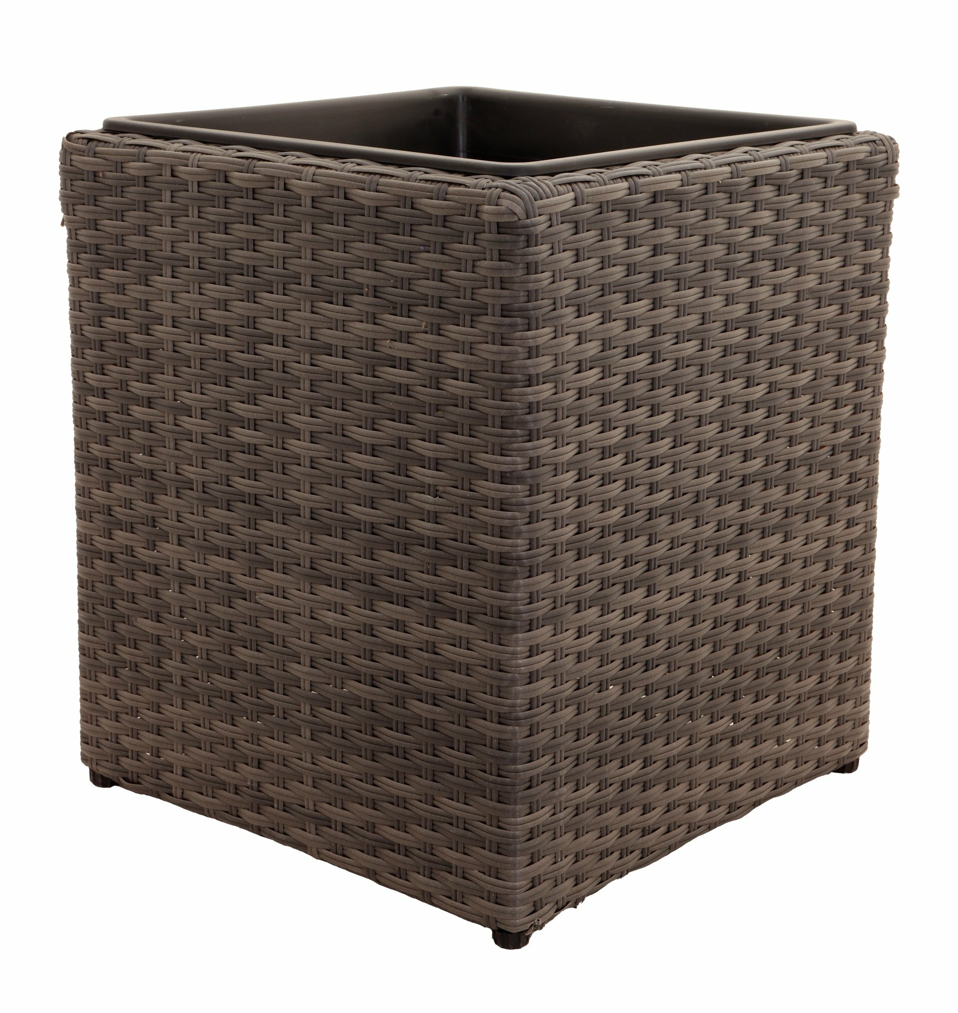 Pflanzkübel Polyrattan geflecht braun Quadrat