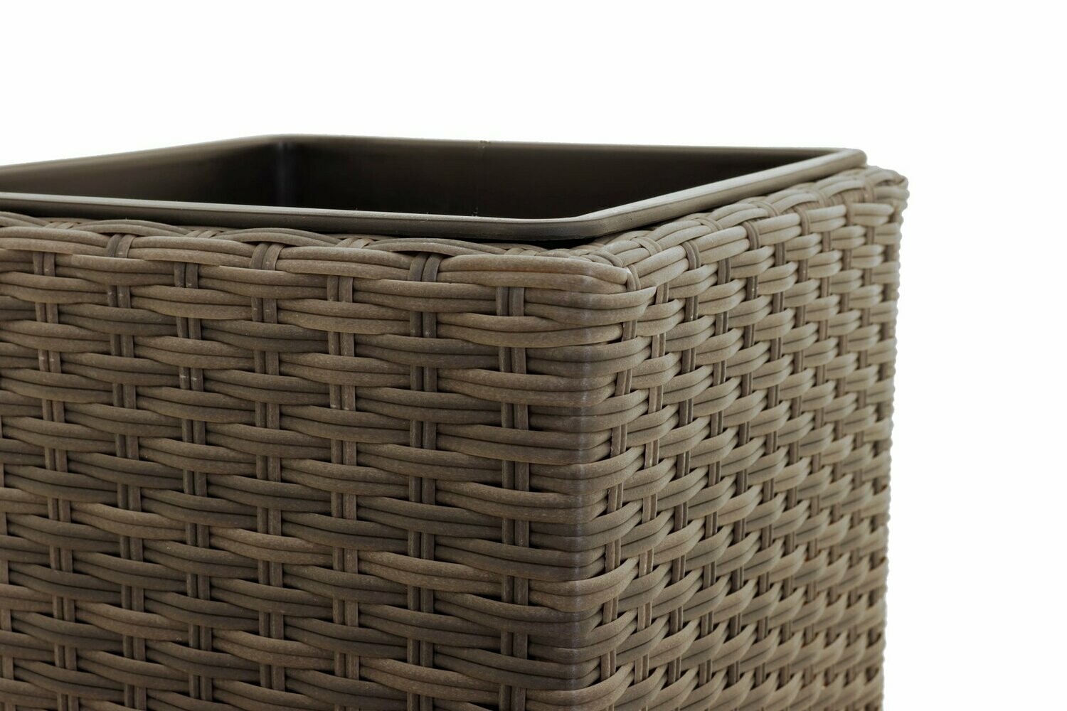 Elegant Einrichten Pflanzkübel Aus Polyrattan – Rund, D52xH44 Cm, Mocca, Inkl. Bewässerungseinsatz