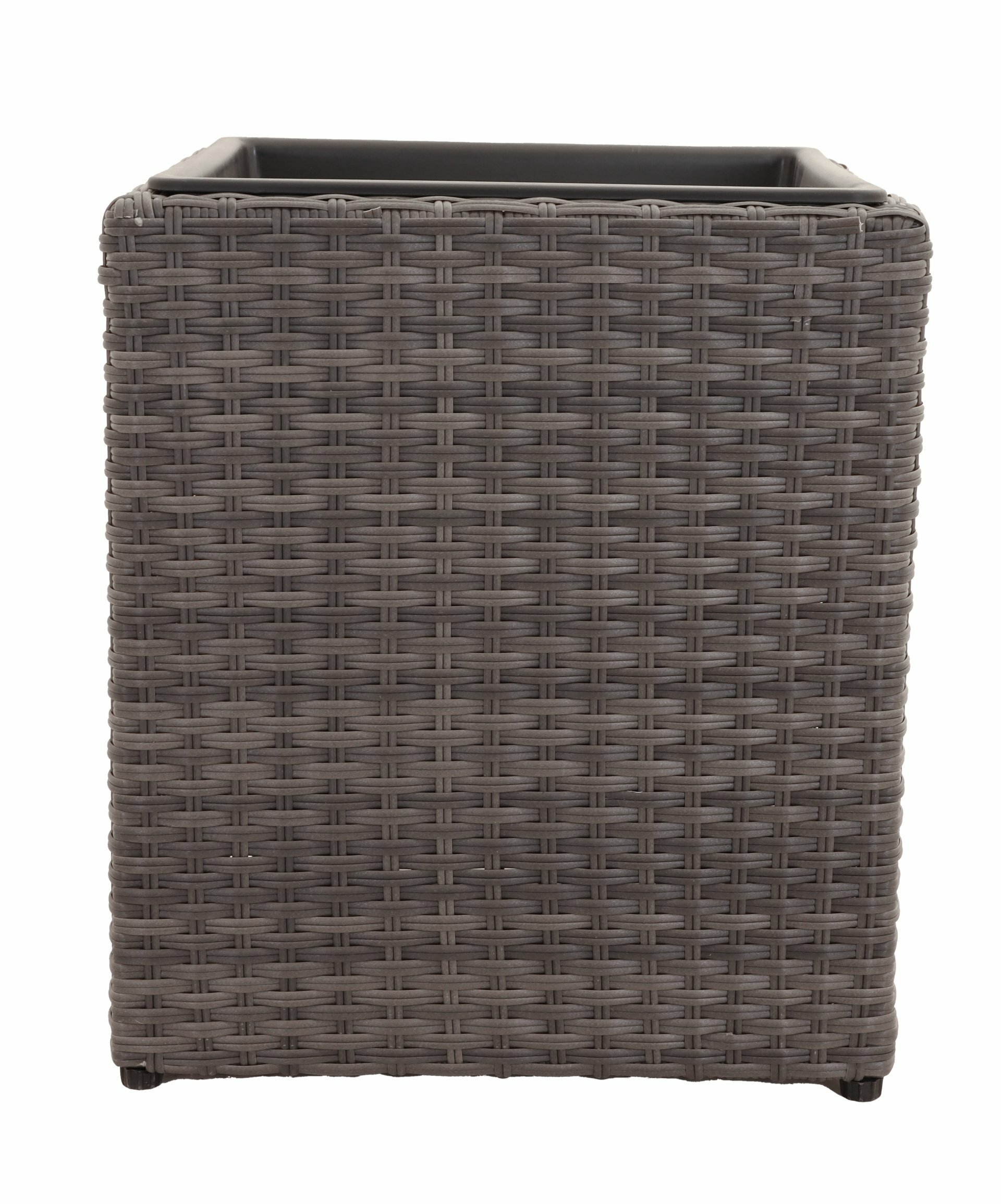 Pflanzkübel Polyrattan geflecht grau Quadrat