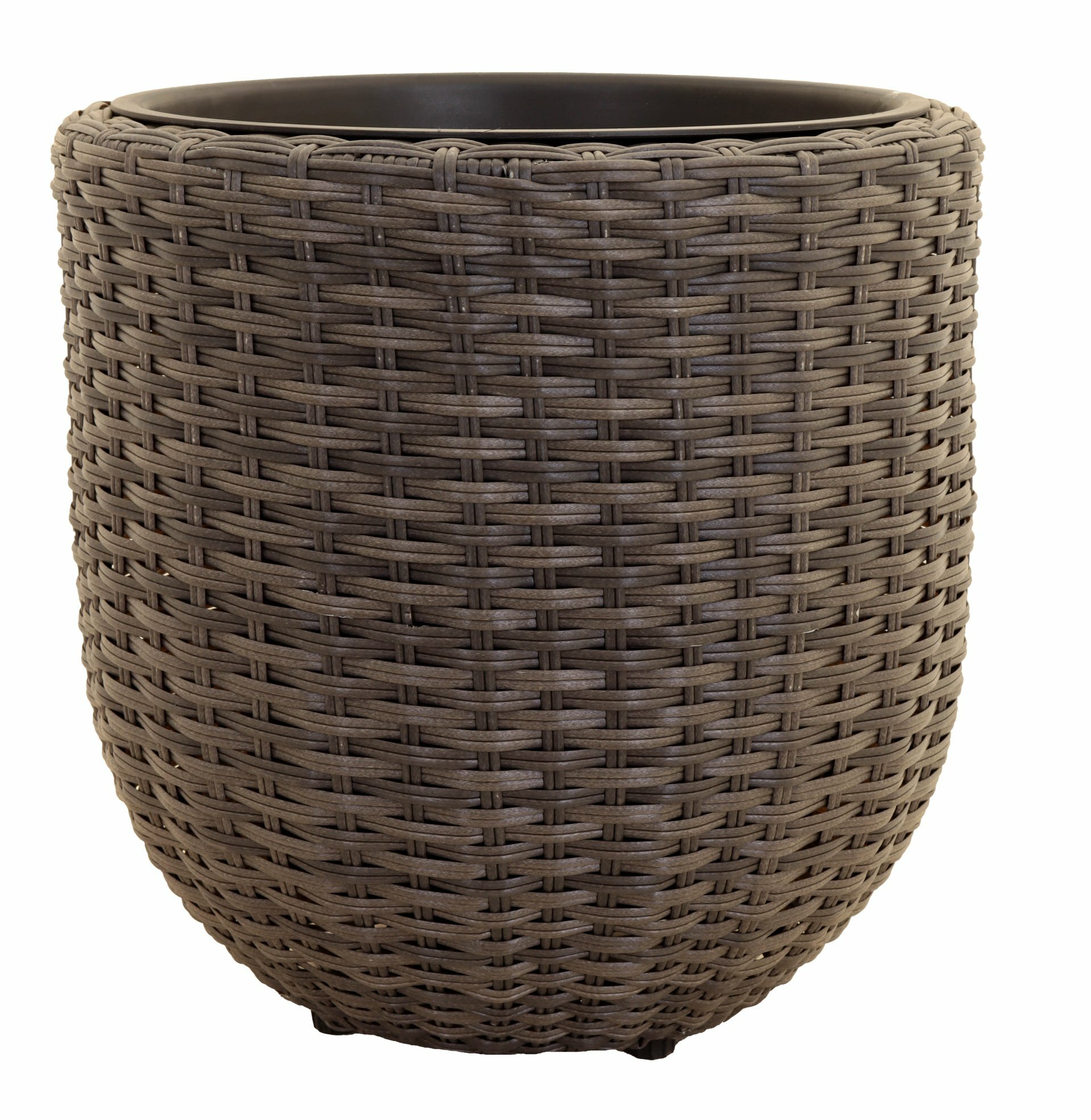 Pflanzkübel Polyrattan geflecht rund braun