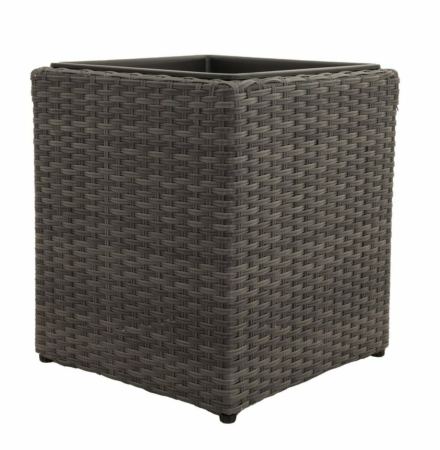 Pflanzkübel Polyrattan geflecht grau Quadrat