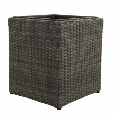 Pflanzkübel Polyrattan geflecht grau Quadrat