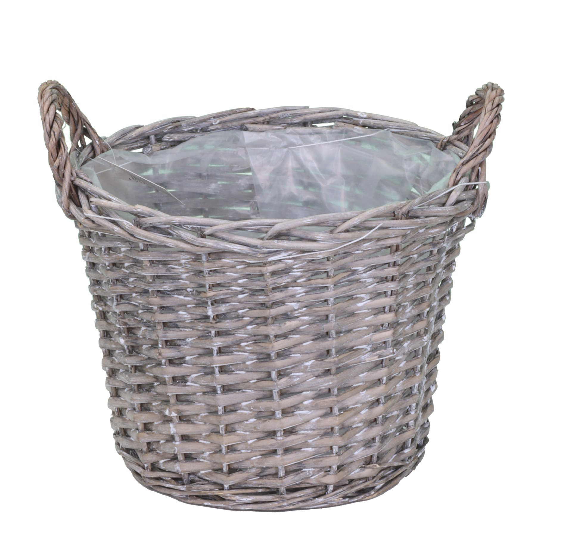 Pflanz- und Aufbewahrungskorb auf geflochtener Weide mit Griffen