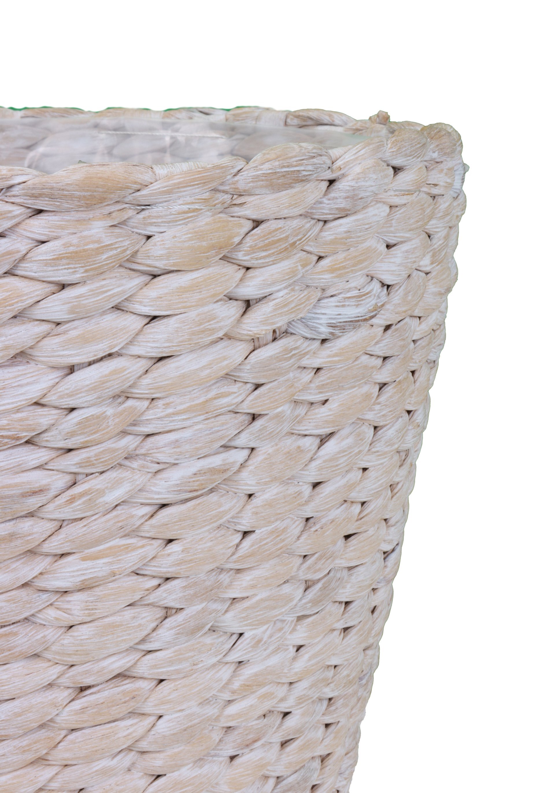 Übertopf mit Geflecht aus Wasserhyazinthe waschweiß