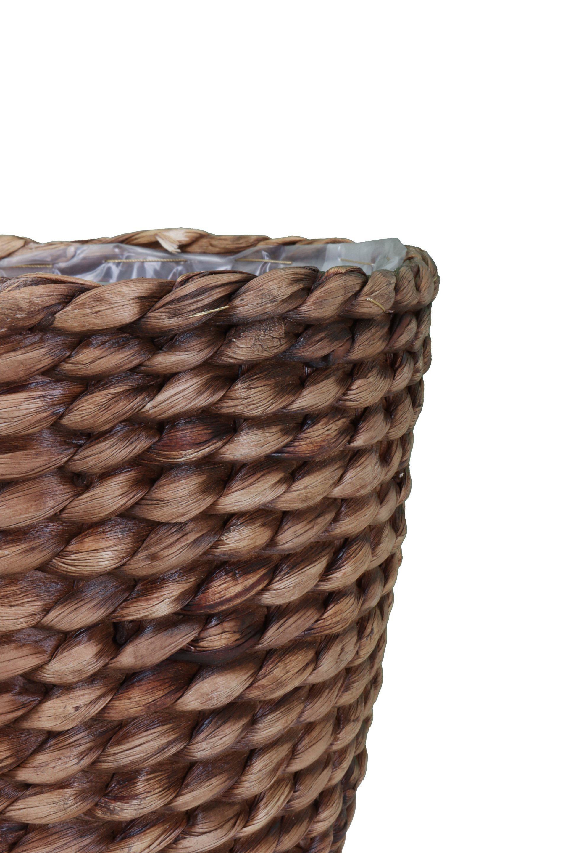 Übertopf mit Geflecht aus Wasserhyazinthe waschbraun