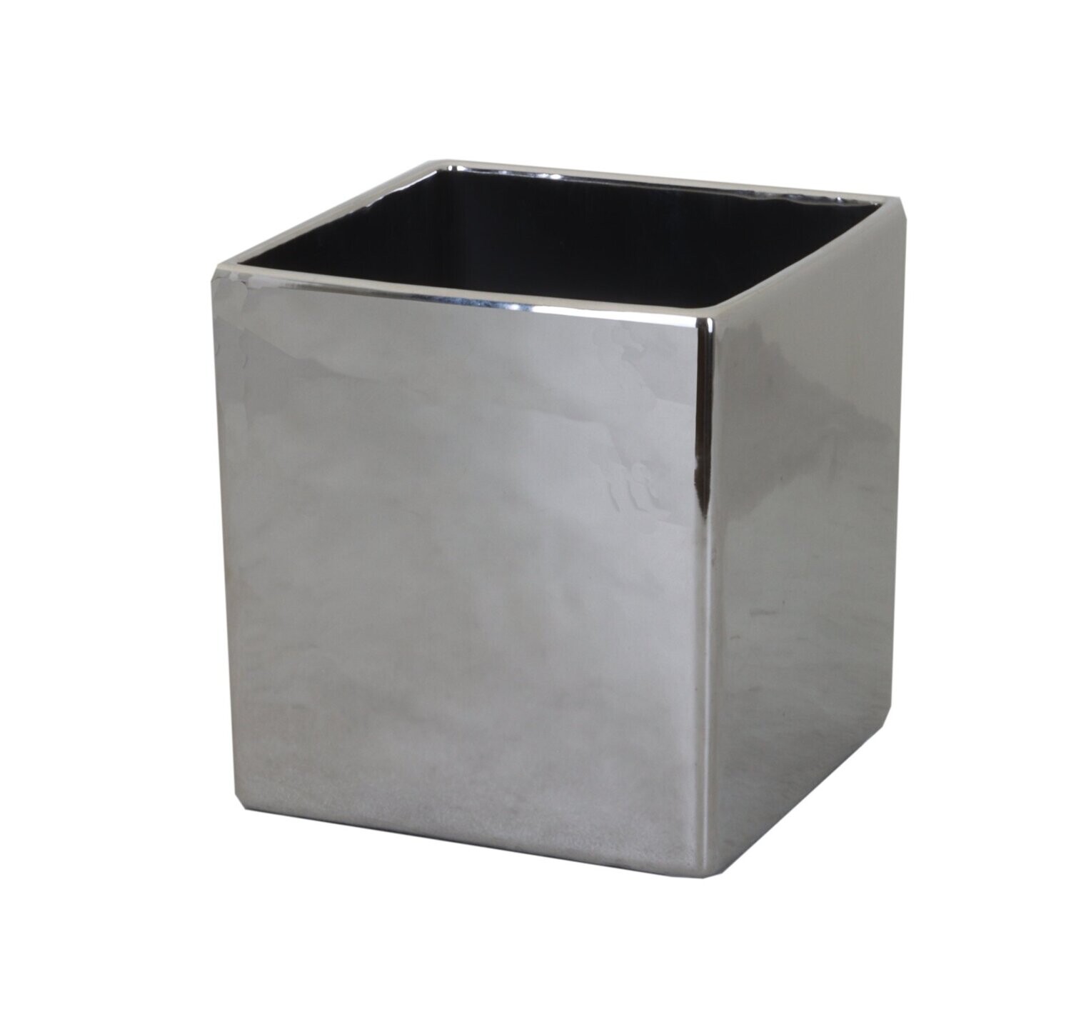 Pflanztopf quadratisch hochglänzend silber