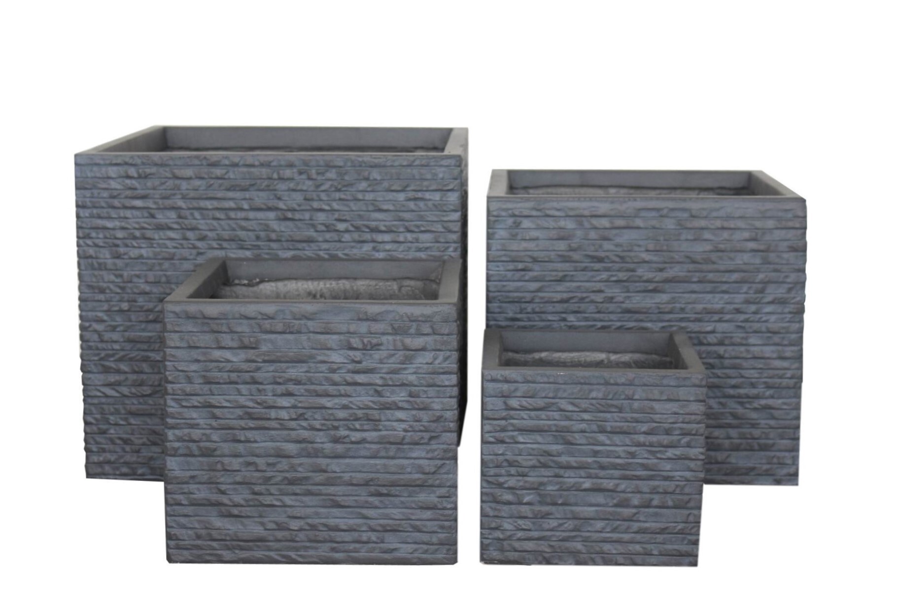 Brickstone - Quadratische Pflanzgefäße in Klinkeroptik dunkelgrau